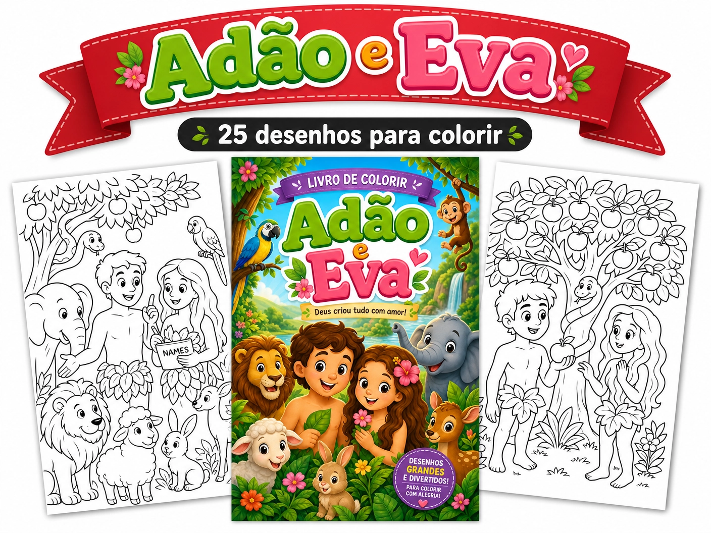 Adão e Eva — livro de colorir