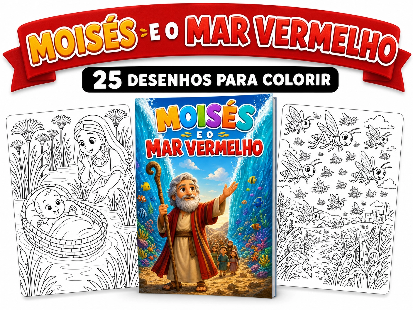 Moisés e o Mar Vermelho — livro de colorir